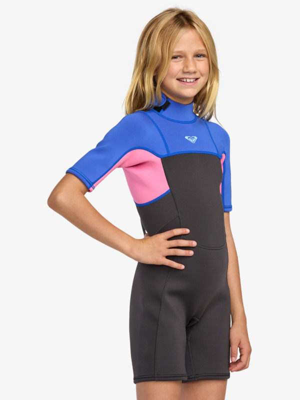 2/2mm Prologue+ Springsuit manches courtes back zip Bleu Fille 8-16 ans