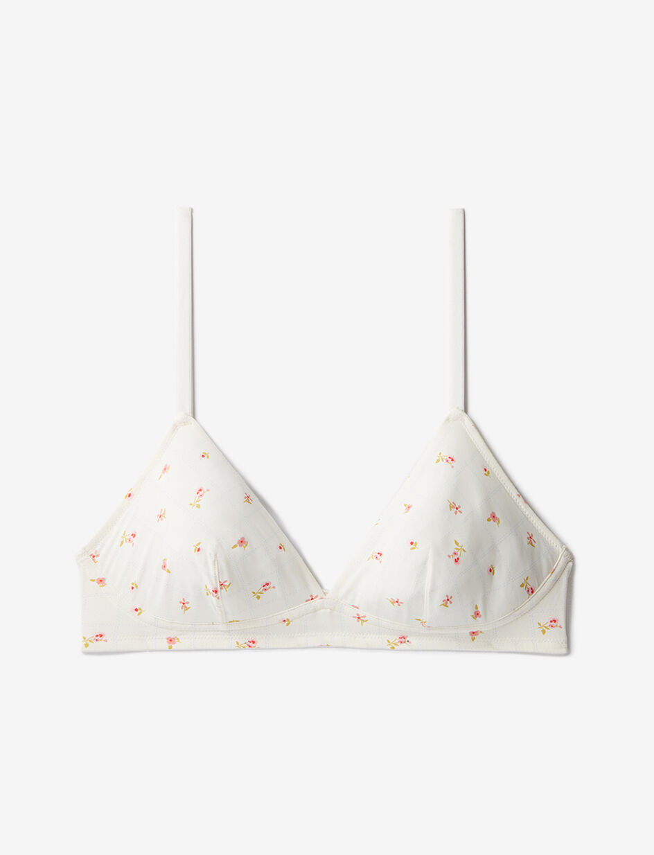 Soutien-gorge sans armatures - fleur etoffe blanc coquille