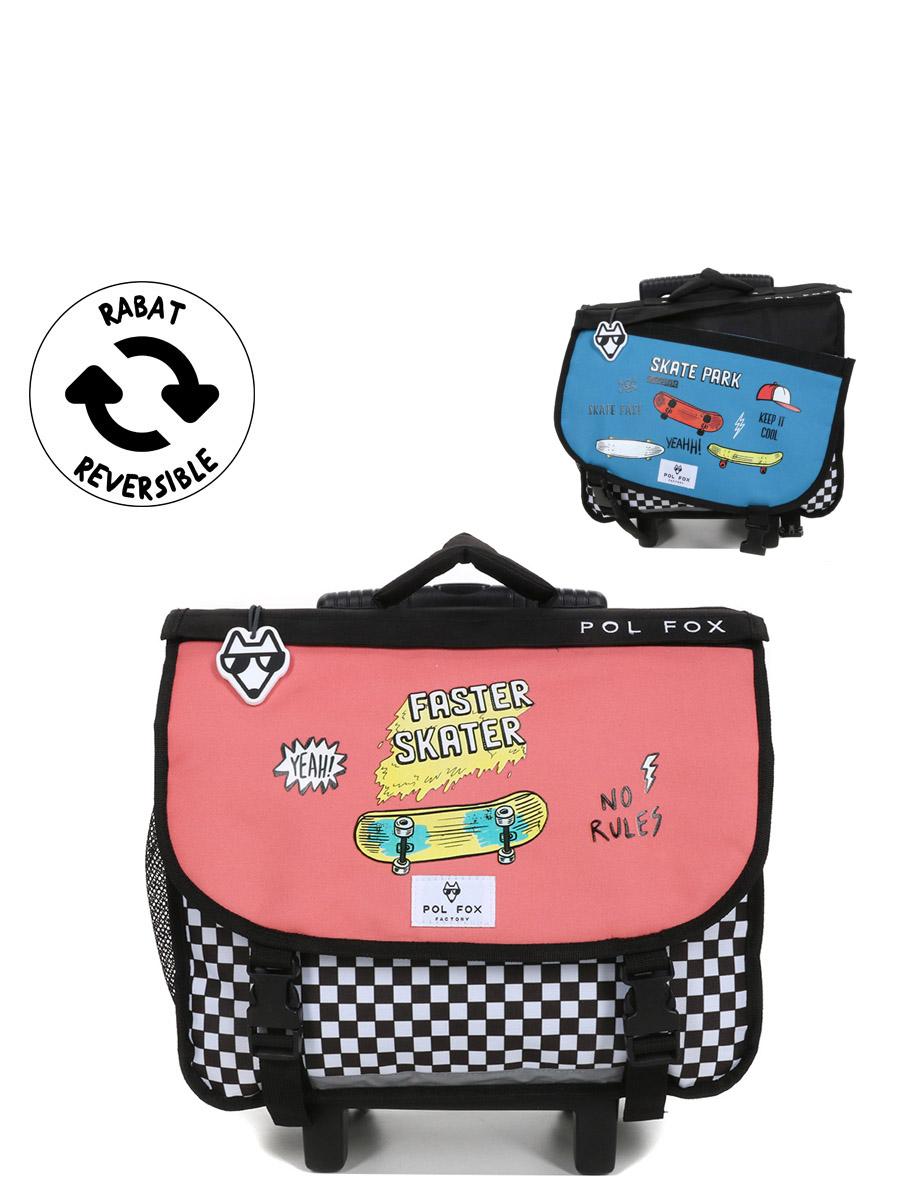 Cartable À roulettes RÀversible Pol Fox Skate 2 - 38 cm