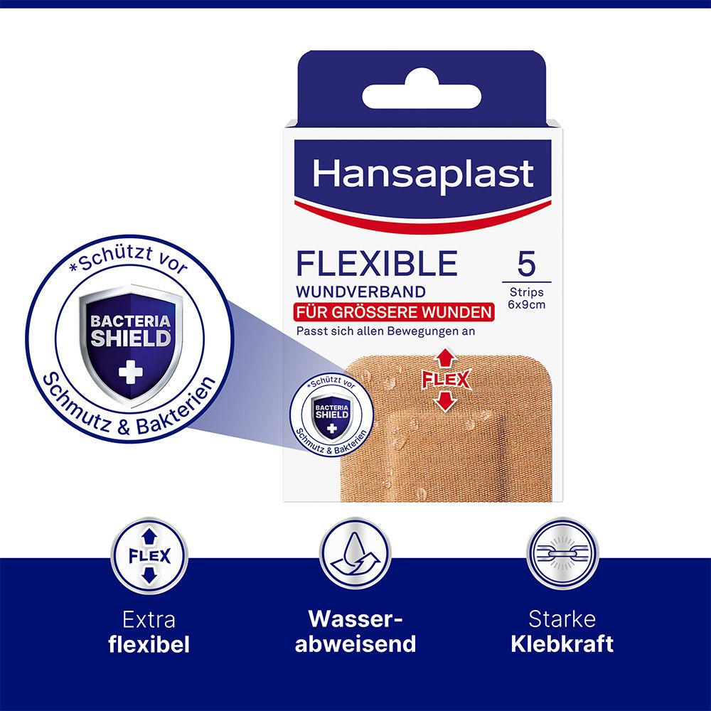 Hansaplast Flexible Wundverband für größere Wunden 6 x 9,5 cm