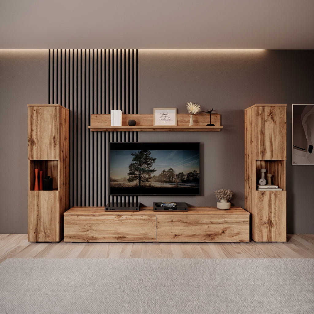 Pure XL - Wandmeubel - Eiken - 180x33x130 cm