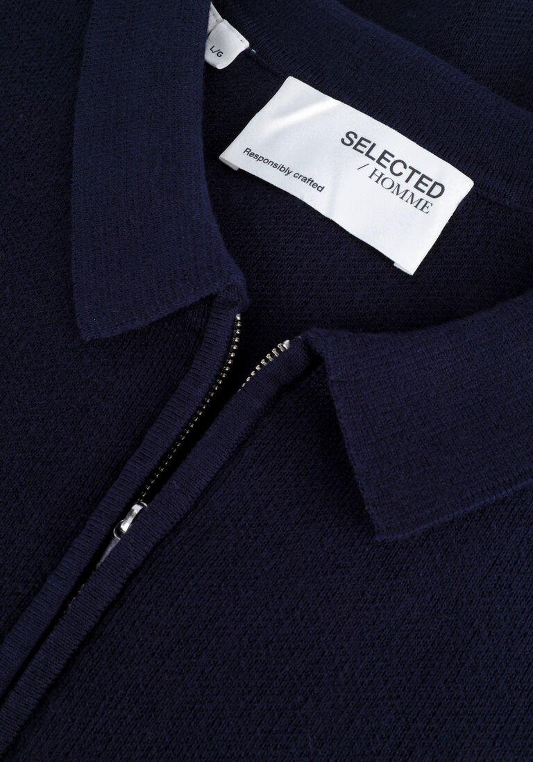 SELECTED HOMME donkerblauwe selected homme polo slhflorence ss knit zip polo b