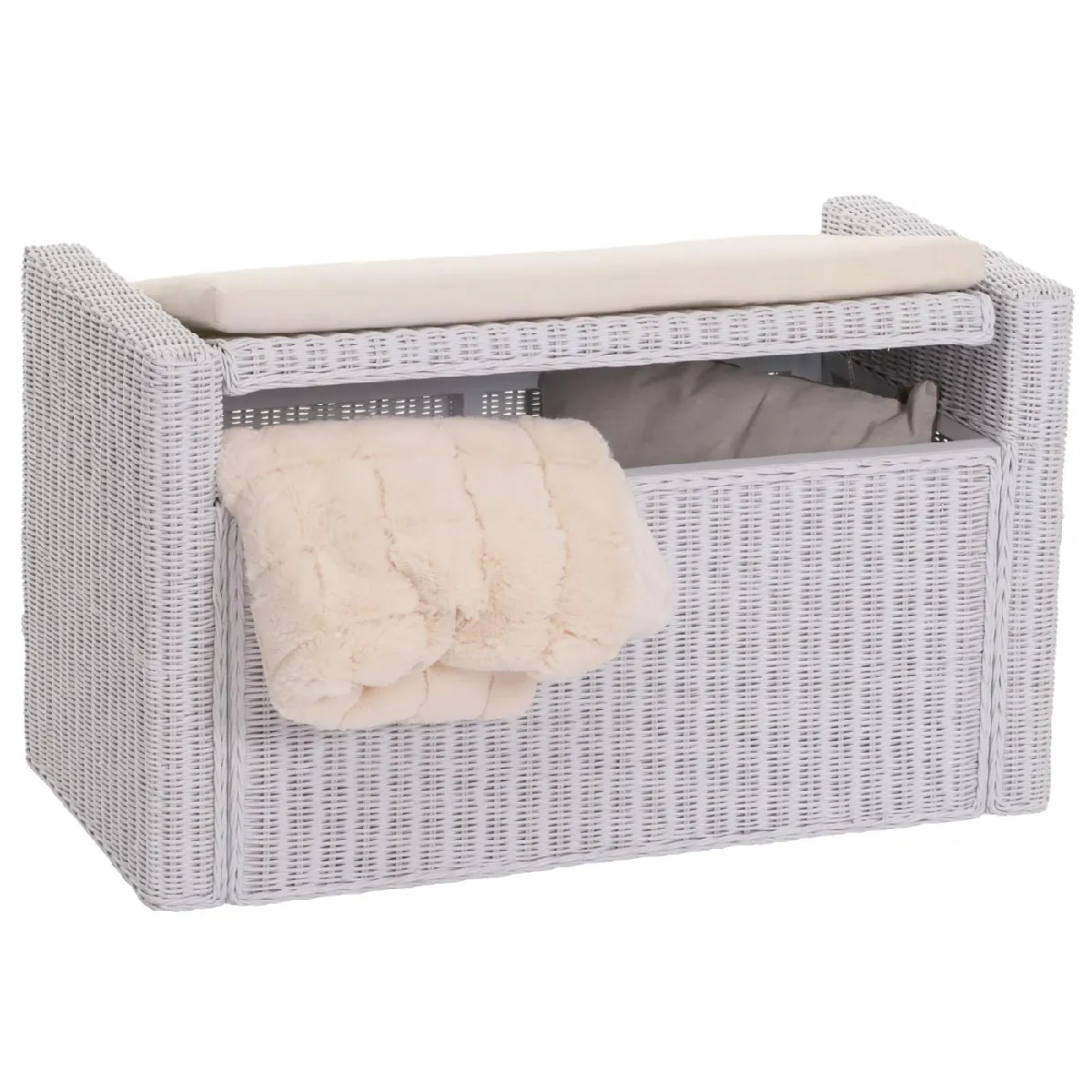 Mendler Coffre de stockage M92 - Blanc