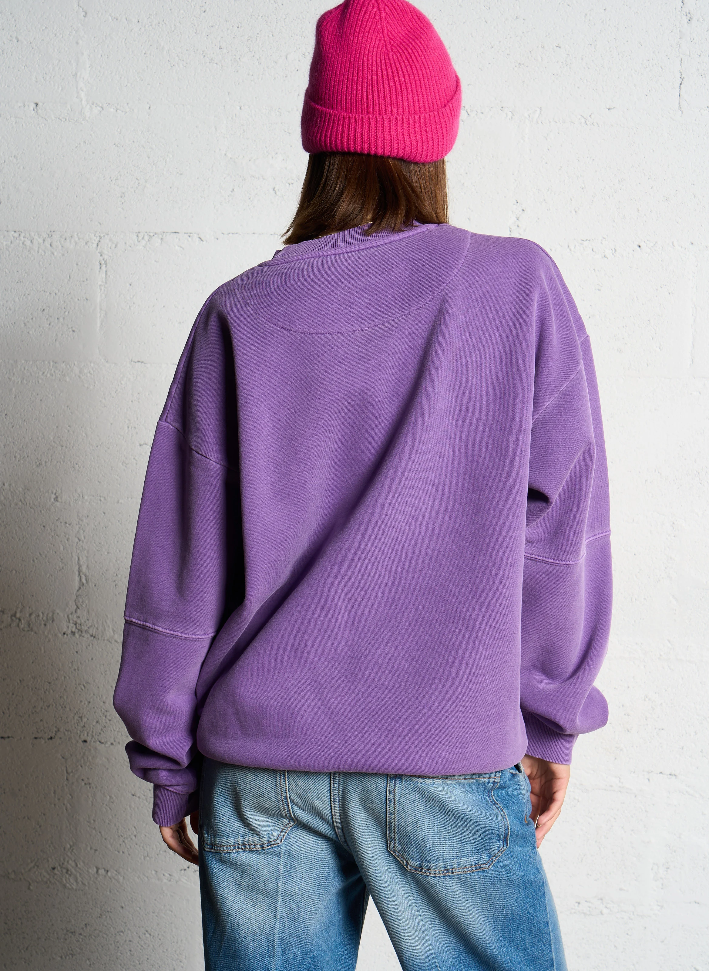 ROLLER HEROIN - Sweat ample col rond sérigraphié en coton mélangé | Violet