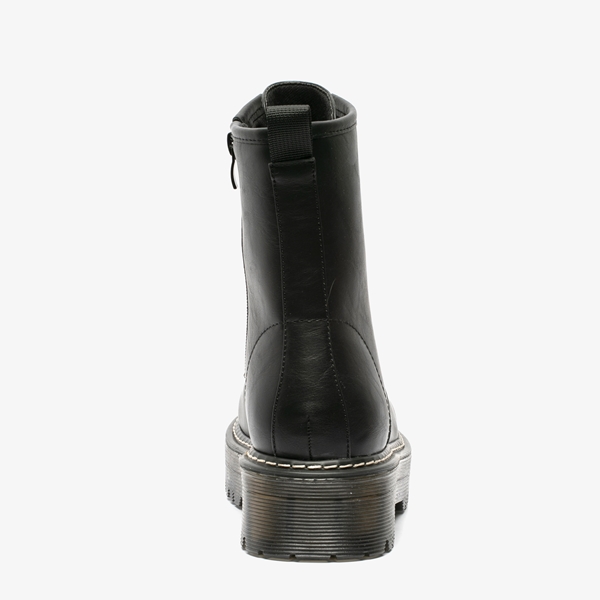 Blue Box dames veterboots met stiksels zwart