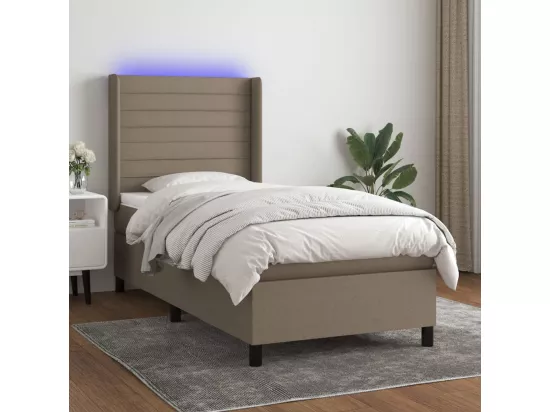 Sommier tapissier avec matelas et LED Taupe 90x190 cm Tissu