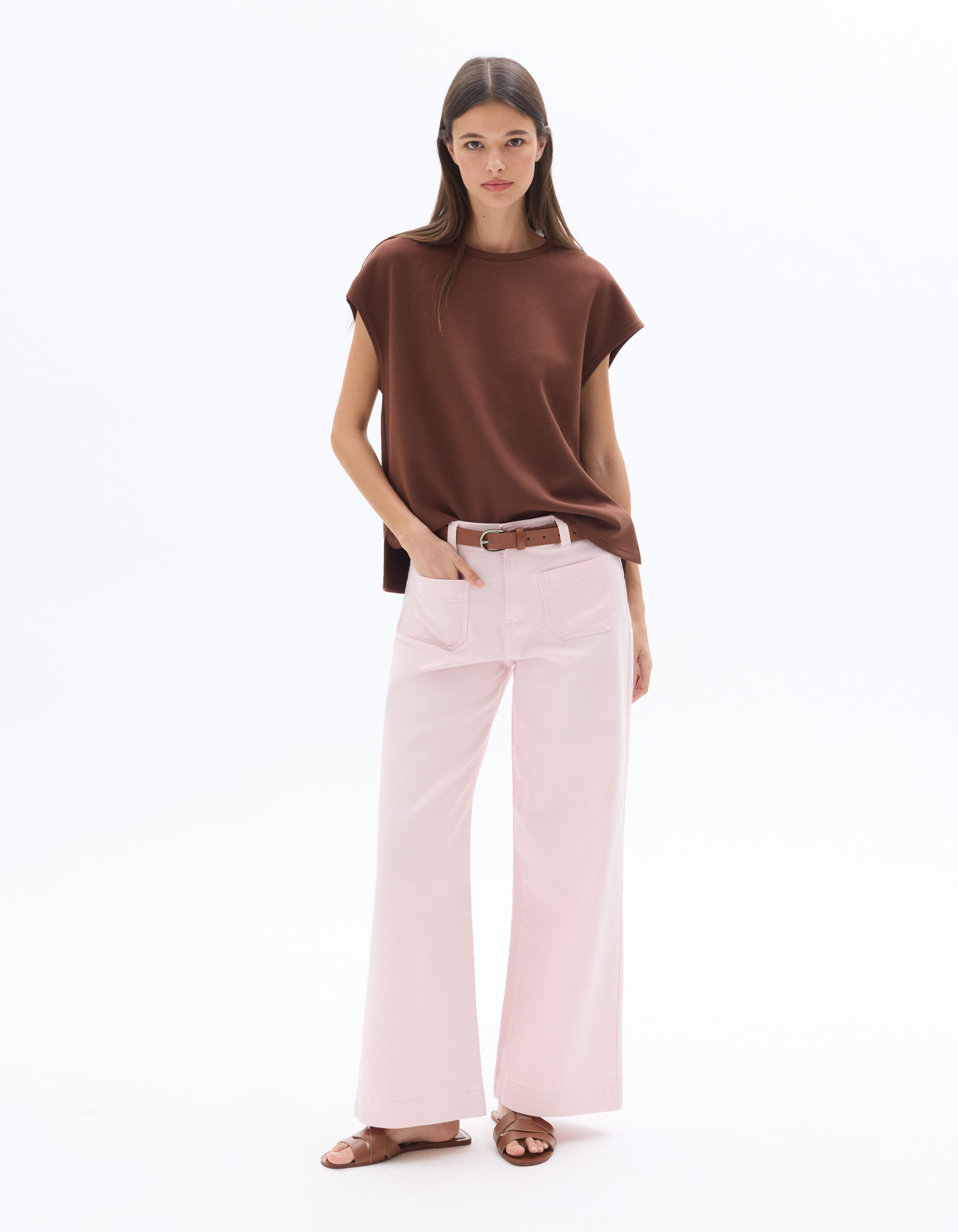 Pantalon wide - rose moyen