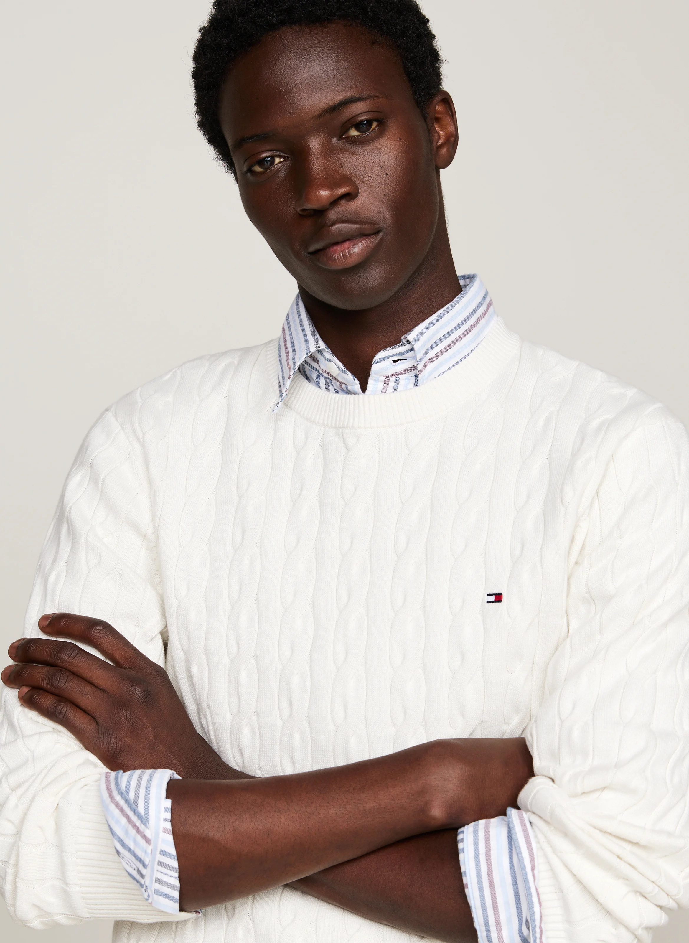 Pull col rond droit en coton bio | Blanc