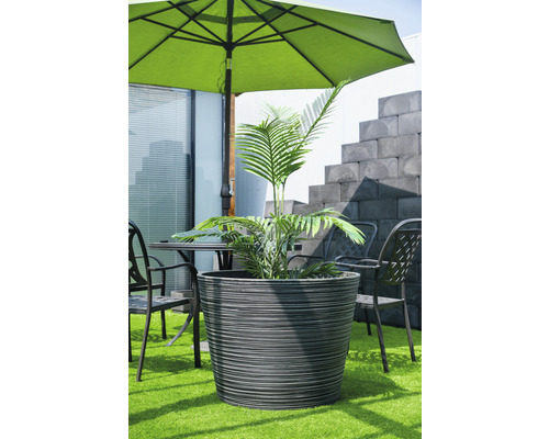 Lafiora geribbelde plantenbak, kunststeen, Ø 80 cm, H 60 cm, antraciet