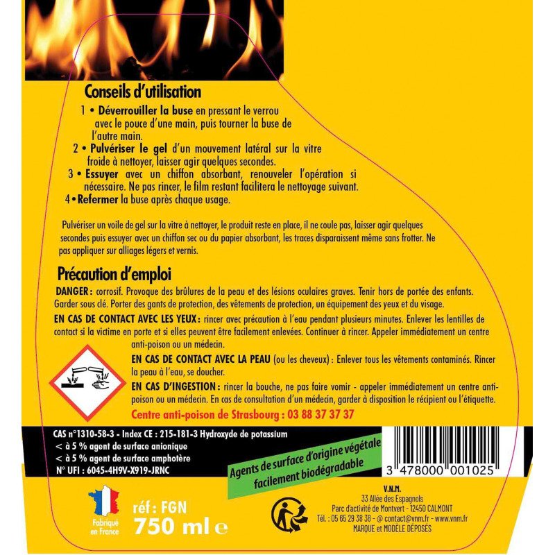 Nettoyant gel vitre d'insert - prêt à l'emploi - 750 mL