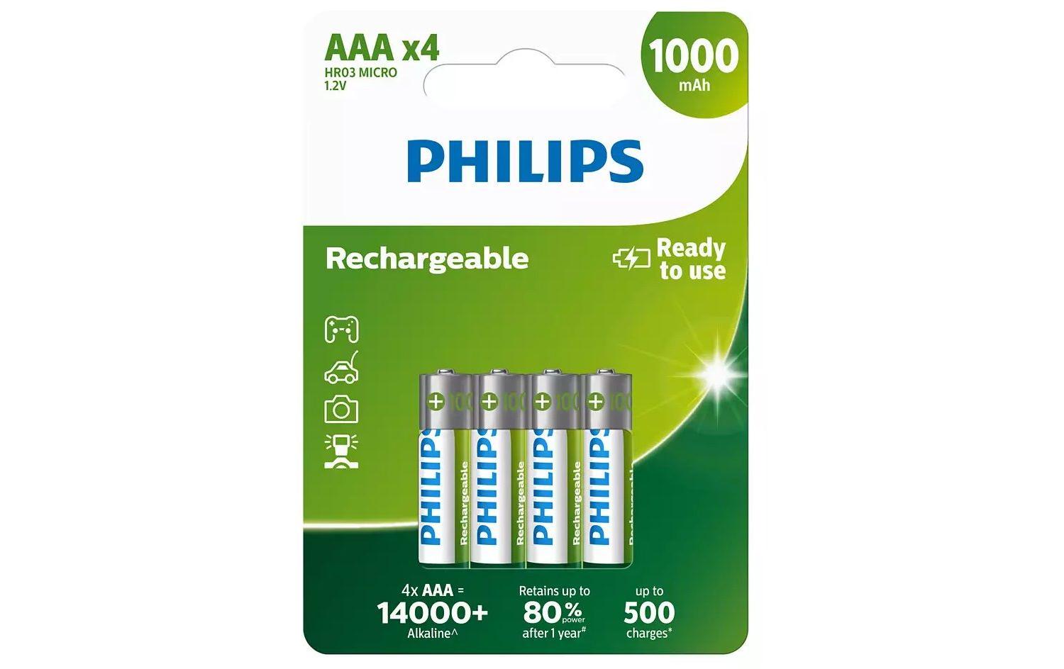 Akku Rechargeable NiMH AAA 1000 mAh, 4 StückAAA-Akkus im 4er-Pack