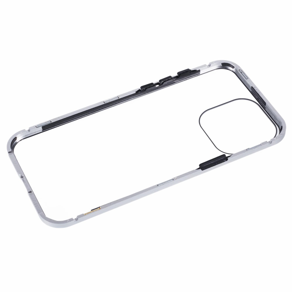 iPhone 16 Pro Magnetische Alu Schutzhülle mit Panzer Glas Backcover   Displayschutz (Magnet-Technologie) - Silber