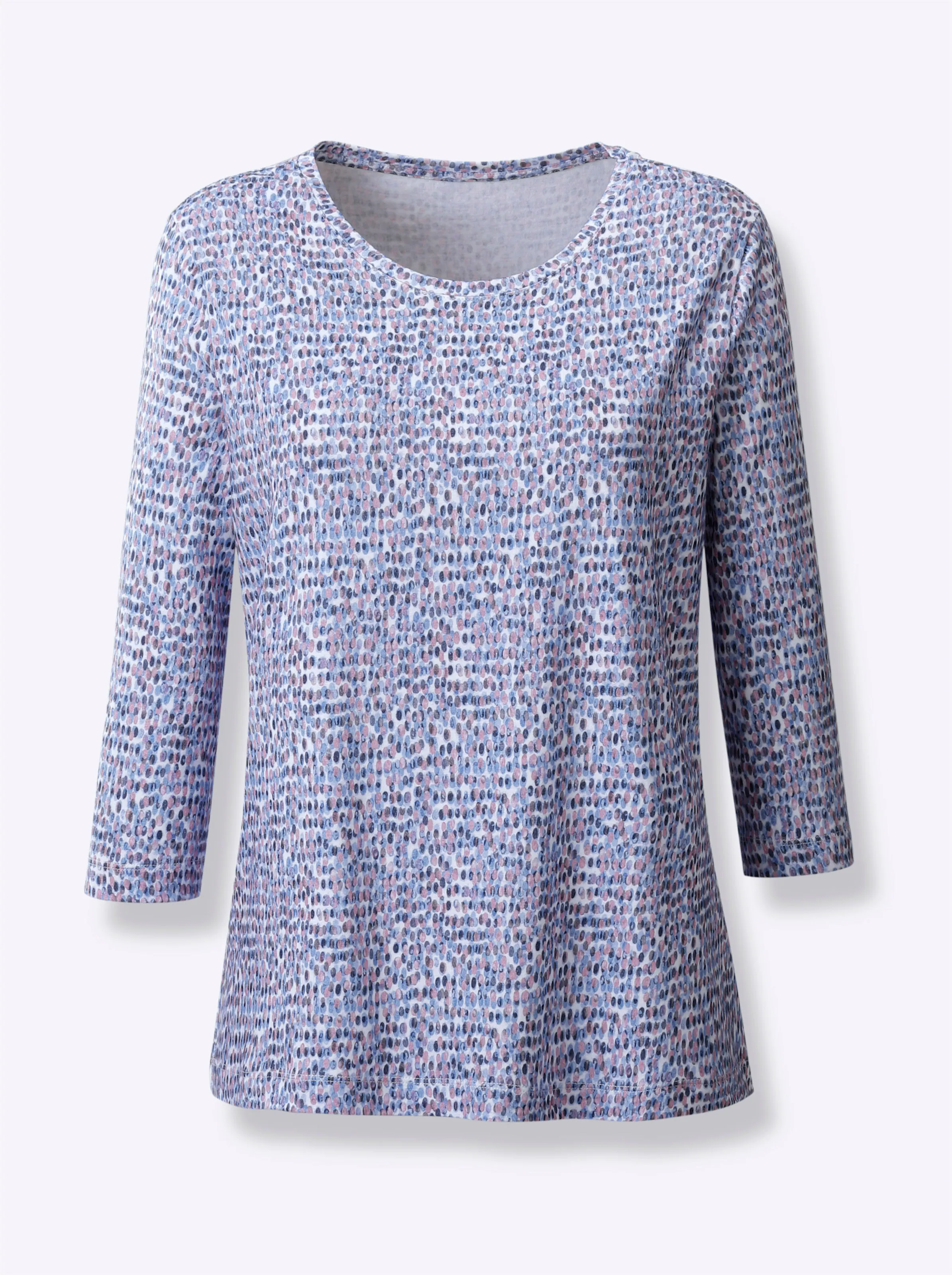 3/4-Arm-Shirt in hellblau-steingrau-bedruckt