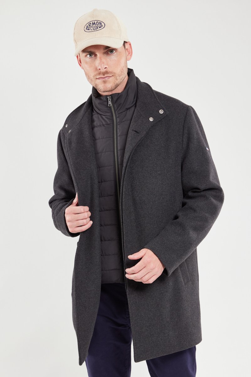 Manteau doublure doudoune - drap de laine