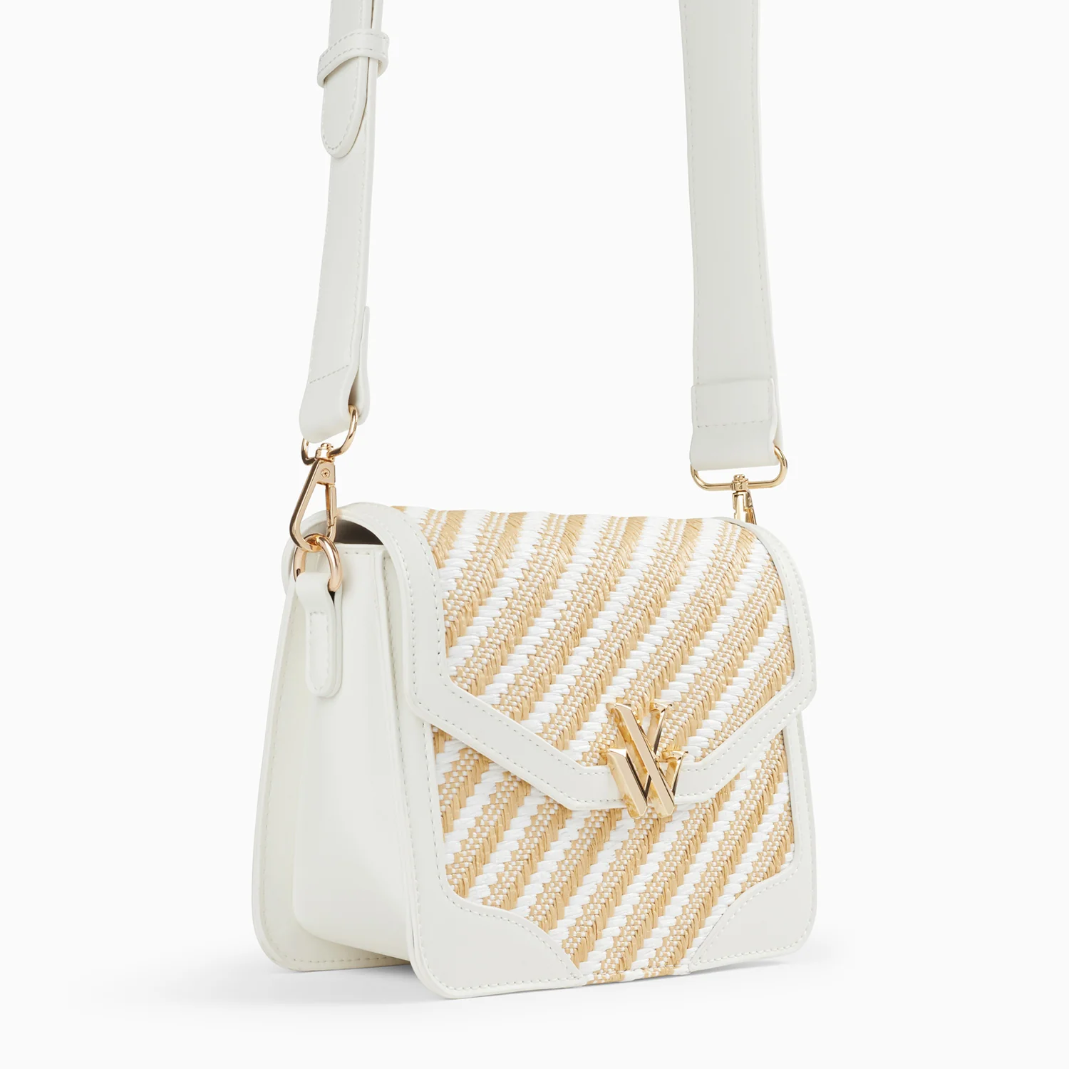 Sacs-Petit sac cartable Aline blanc et beige tressé