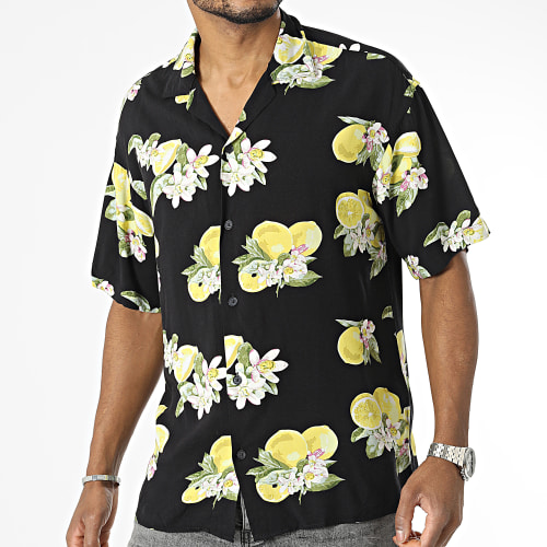 Chemise Manches Courtes Luke Flores Resort Noir Floral