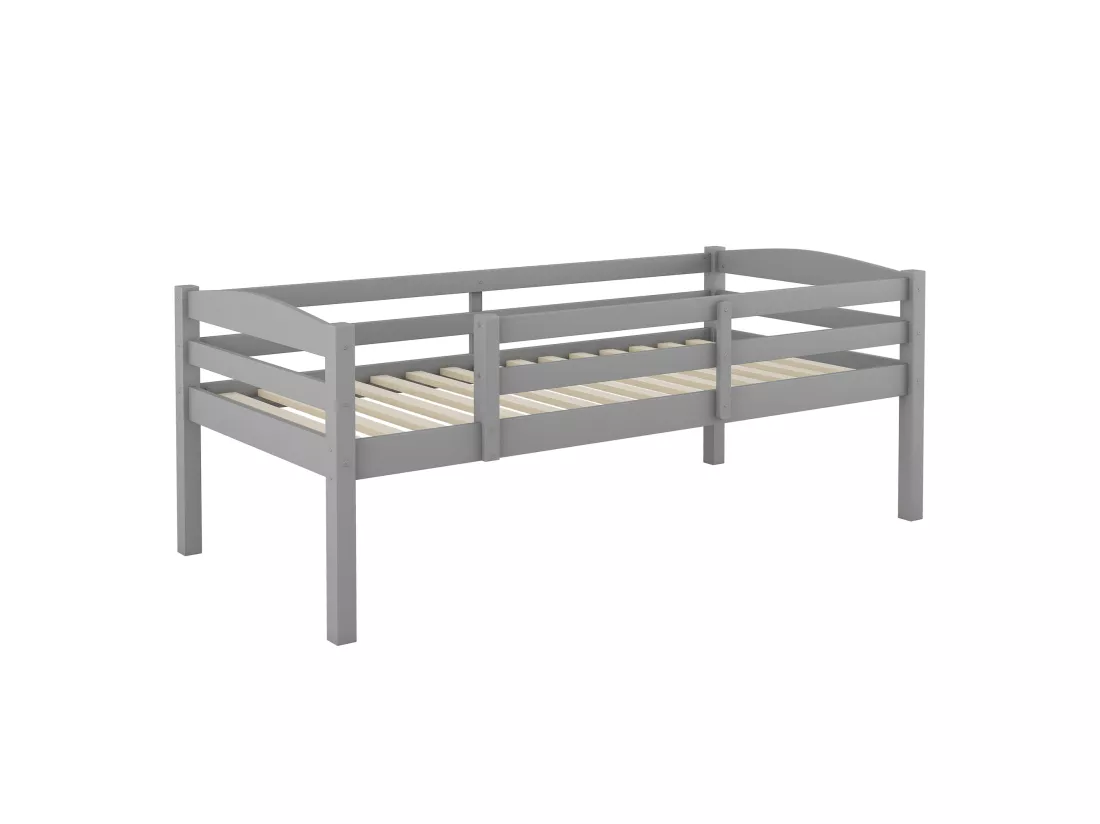 Lit superposé triple avec échelle et barrière de protection - 90x200cm - bois massif - Gris