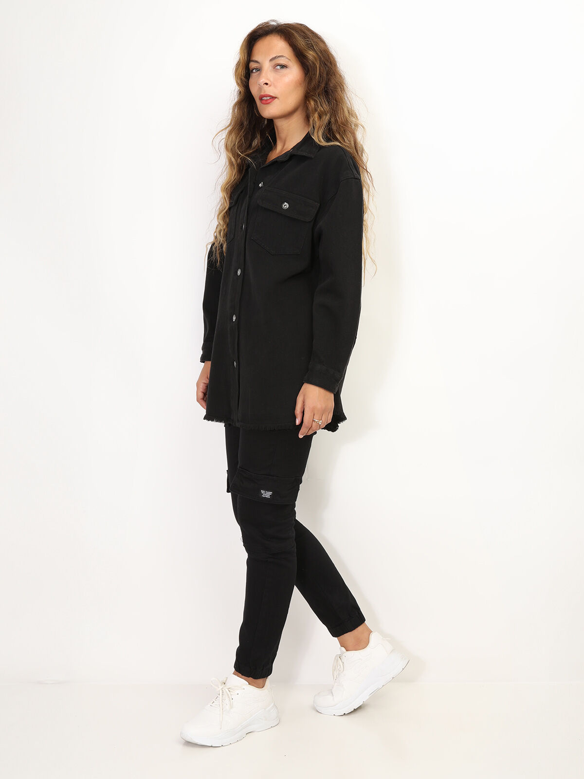 Surchemise oversize en denim- Noir