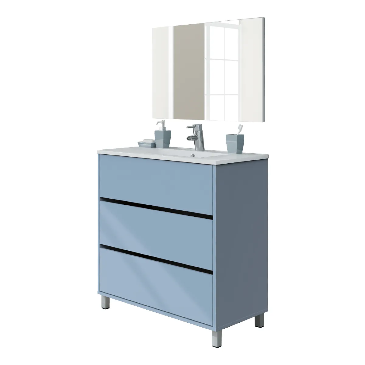 Pegane Meuble salle de bain bleu azur 81x47x88cm