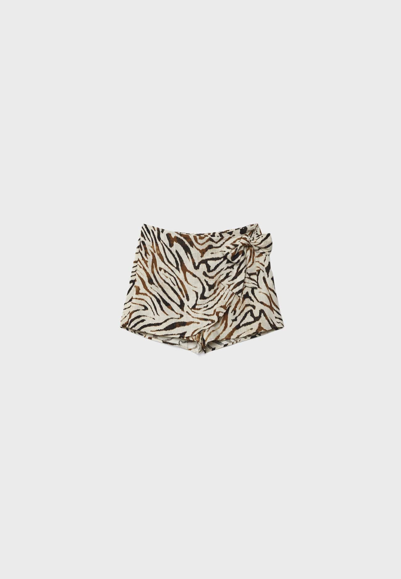 Saia-calça em mistura de linho com amarração