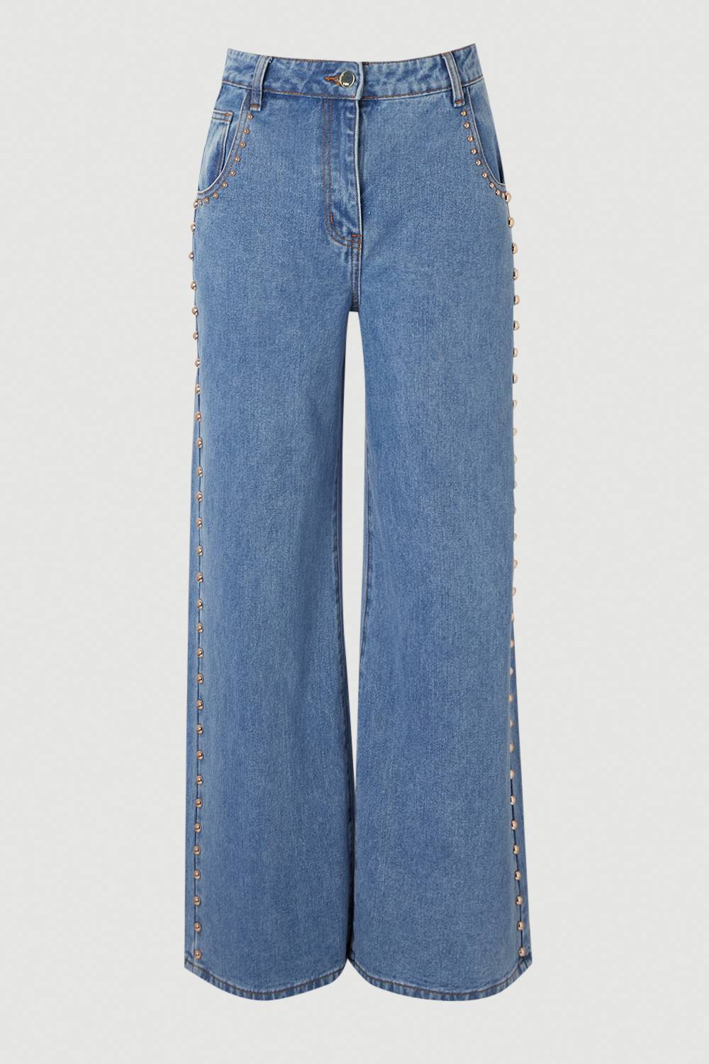 KarenMillen Pantalon Large en Denim à Clous