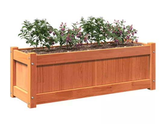 Jardinière cire marron 90x31x31 cm bois de pin massif