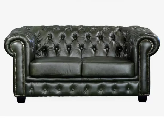 Canapés chesterfield 3 places 2 places et un fauteuil BRENTON 100% cuir de buffle - Vert Empire