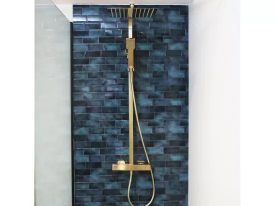 Quartos colonne de douche or brossé avec thermostatique 300 - Essebagno