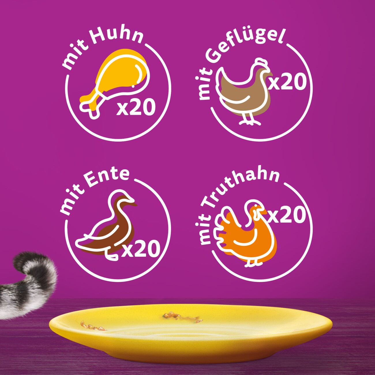 Whiskas ® Multipack Portionsbeutel 1+ Geflügel Auswahl 4 Varietäten Huhn, Ente, Geflügel, Truthahn in Gelee 80 x 85g
