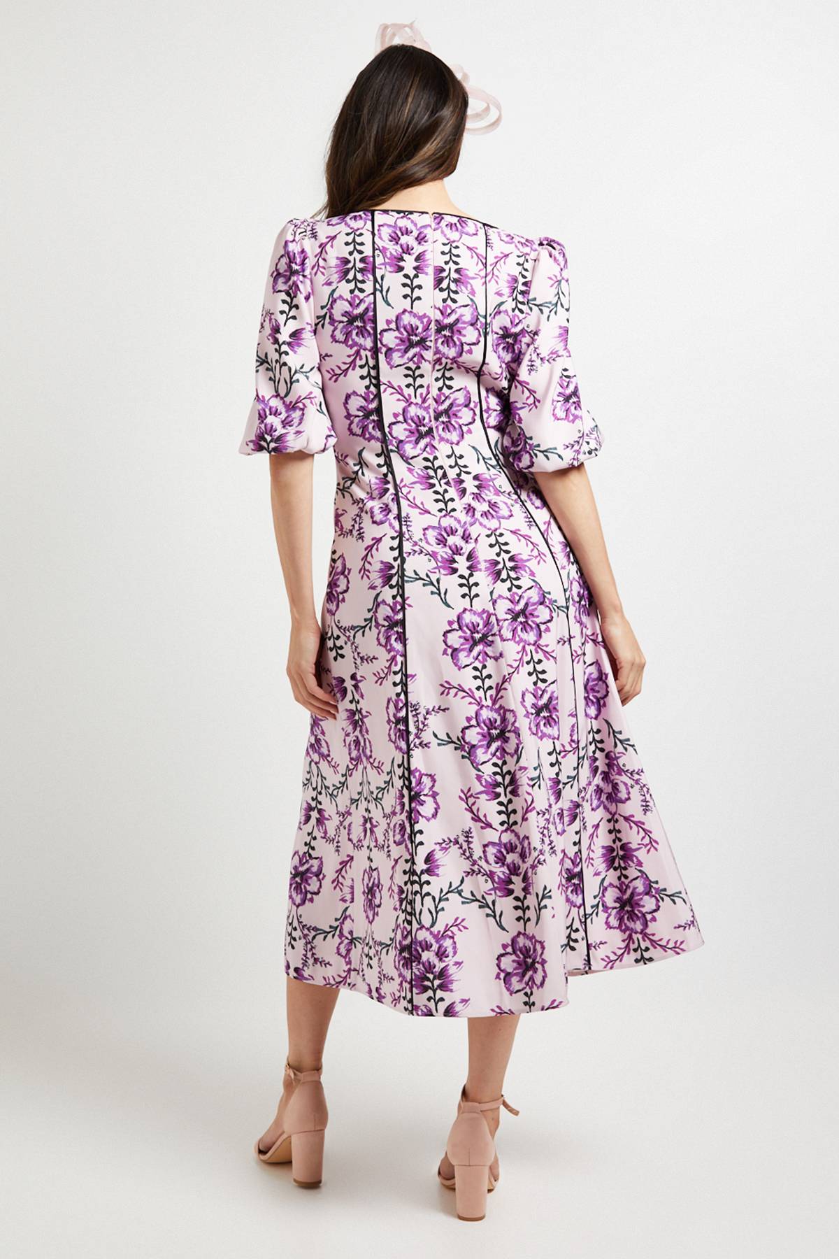 Wallis Robe Midi En Sergé Ottoman À Contraste Floral