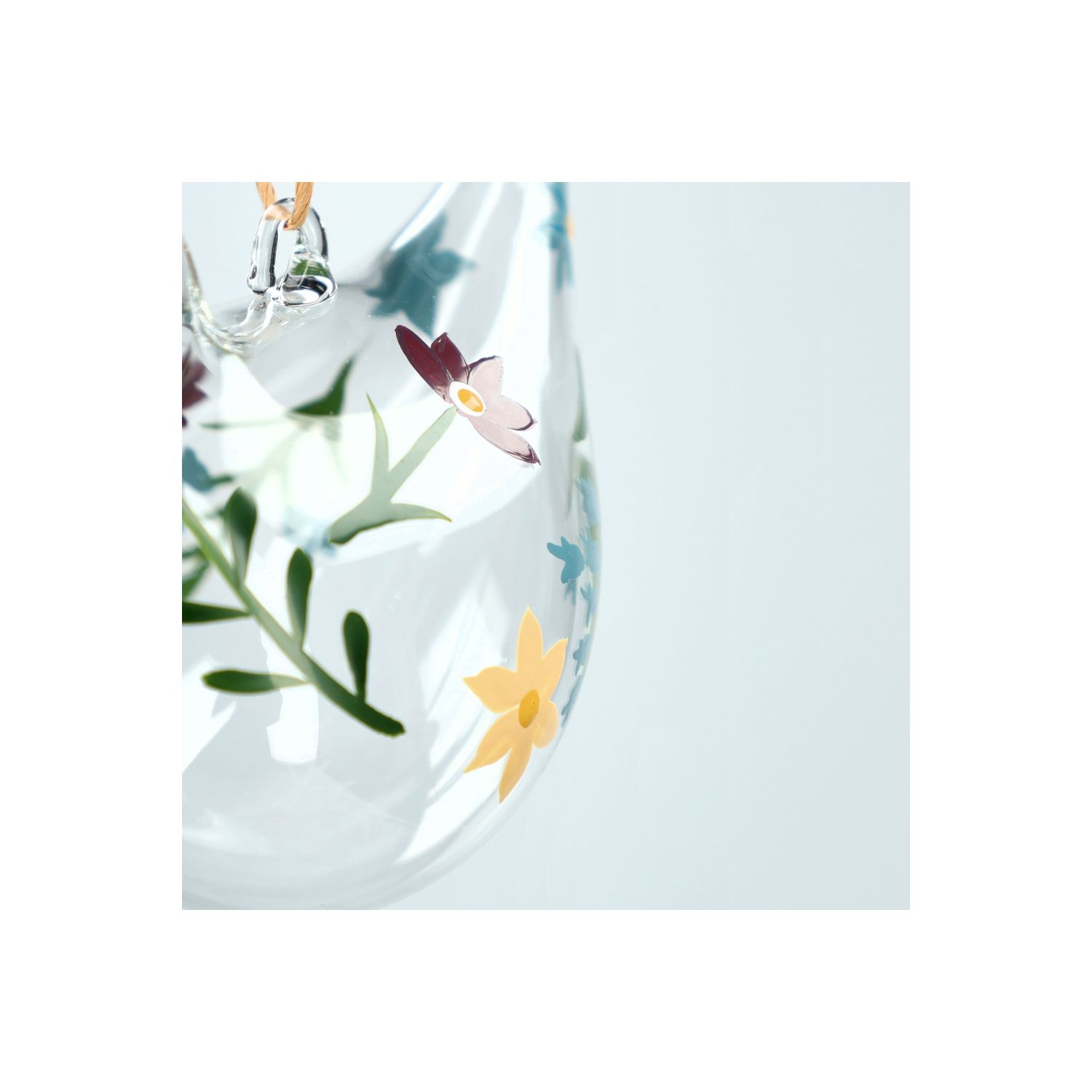 Paashanger, glas, vogel beschilderd met bloemen