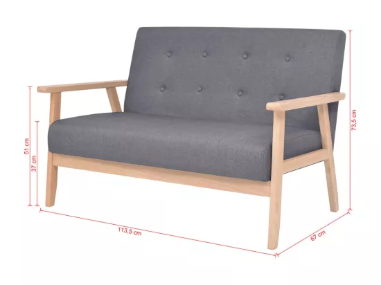Ensemble de canapés 2 pcs Tissu Gris foncé