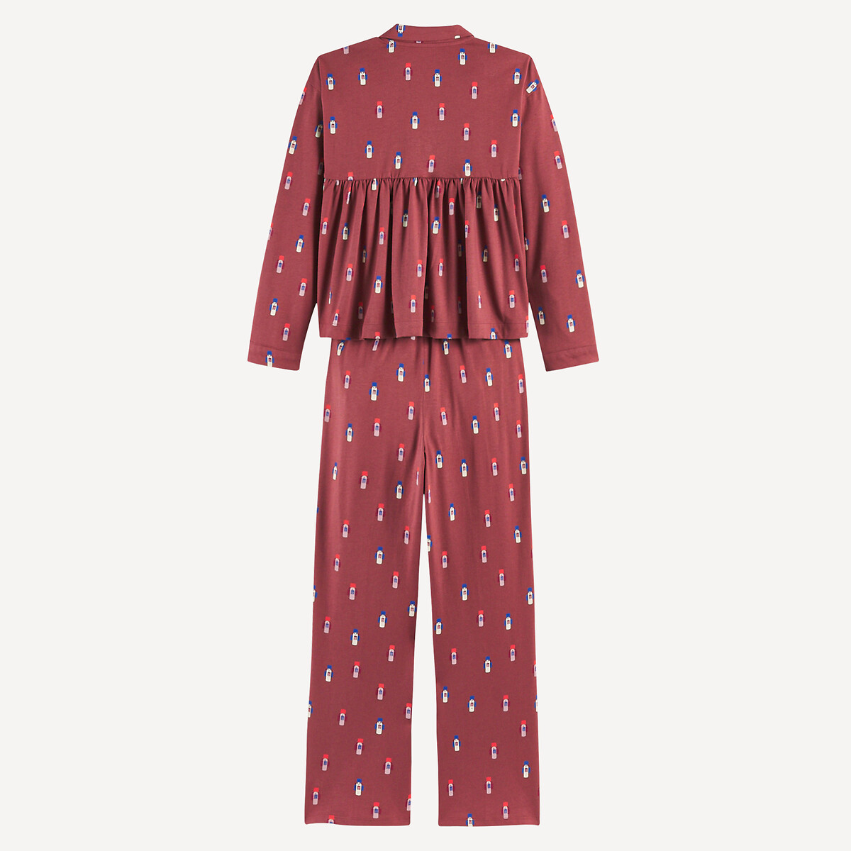 COLEÇÕES LA REDOUTE<br>Pijama de algodão, 2 peças, gola Claudine