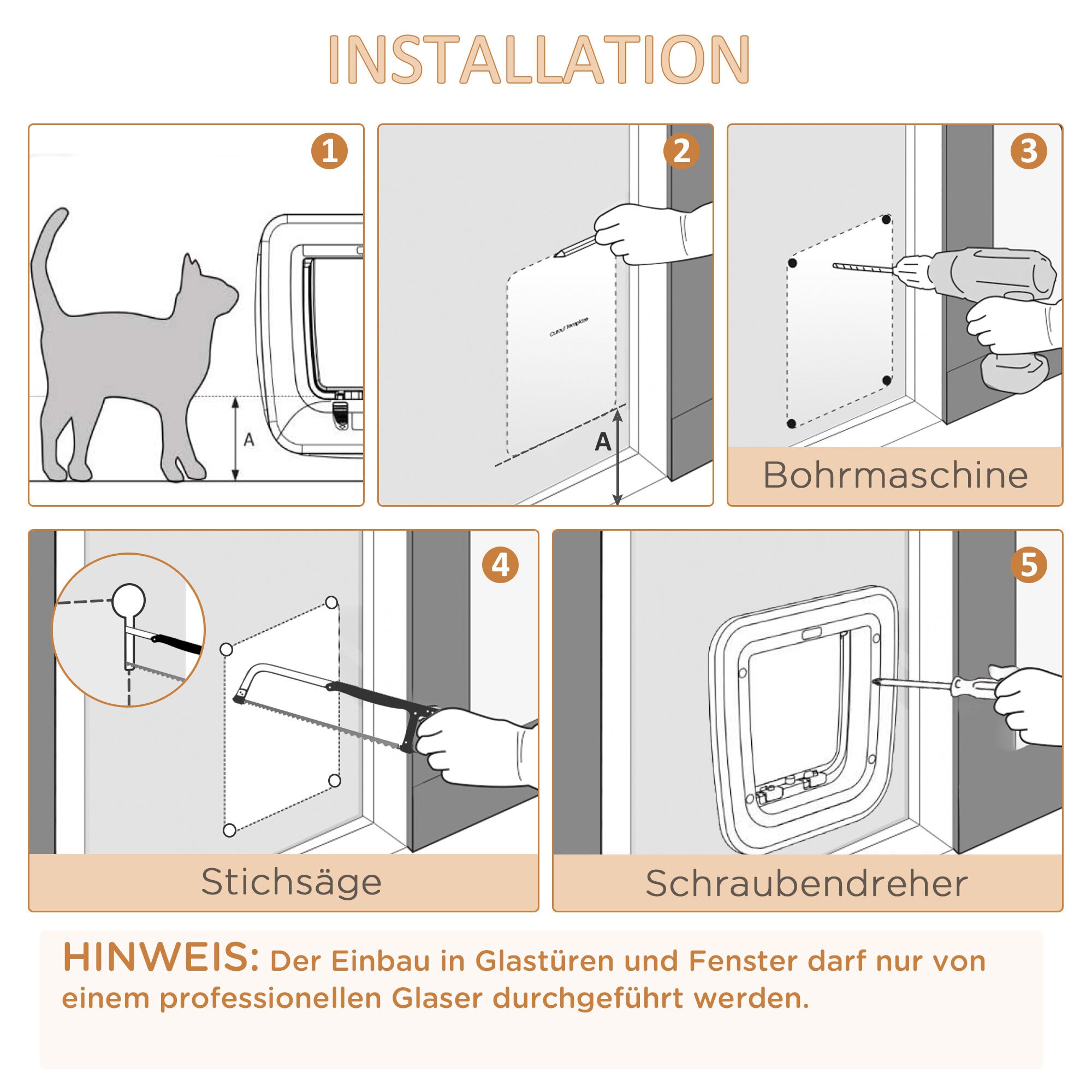 PawHut Haustiertür mit 4 Wege Verriegelungssystem weiß 30B x 29H x 10T cm