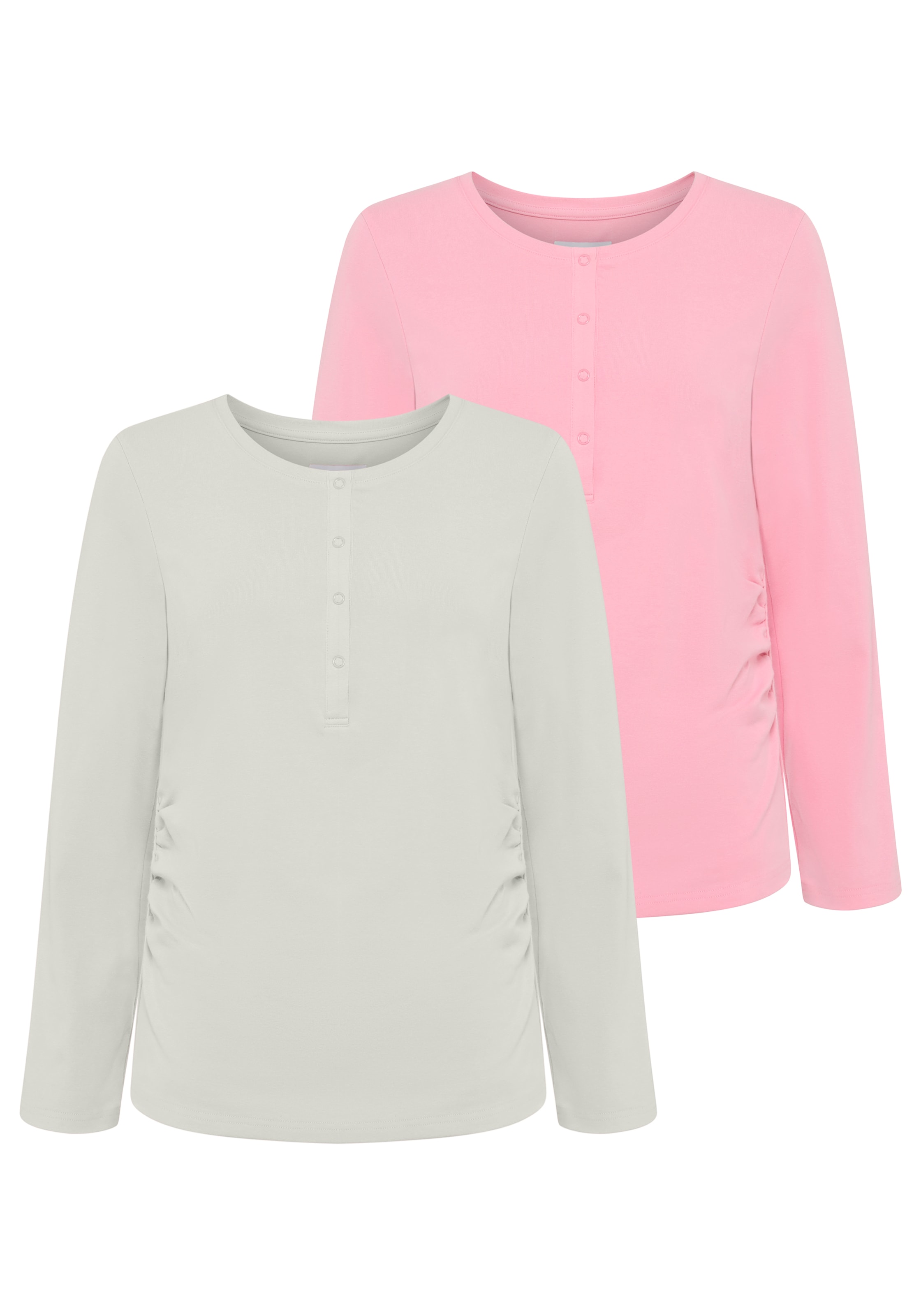 Neun Monate Umstandsshirt »2er Pack Stillshirts mit praktischem Ausschnitt«, 2 Stk. 2er Pack Umstands-Shirt für Schwangerschaft und Stillzeit