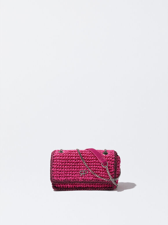 Bolsa de ombro de palha - Rosa
