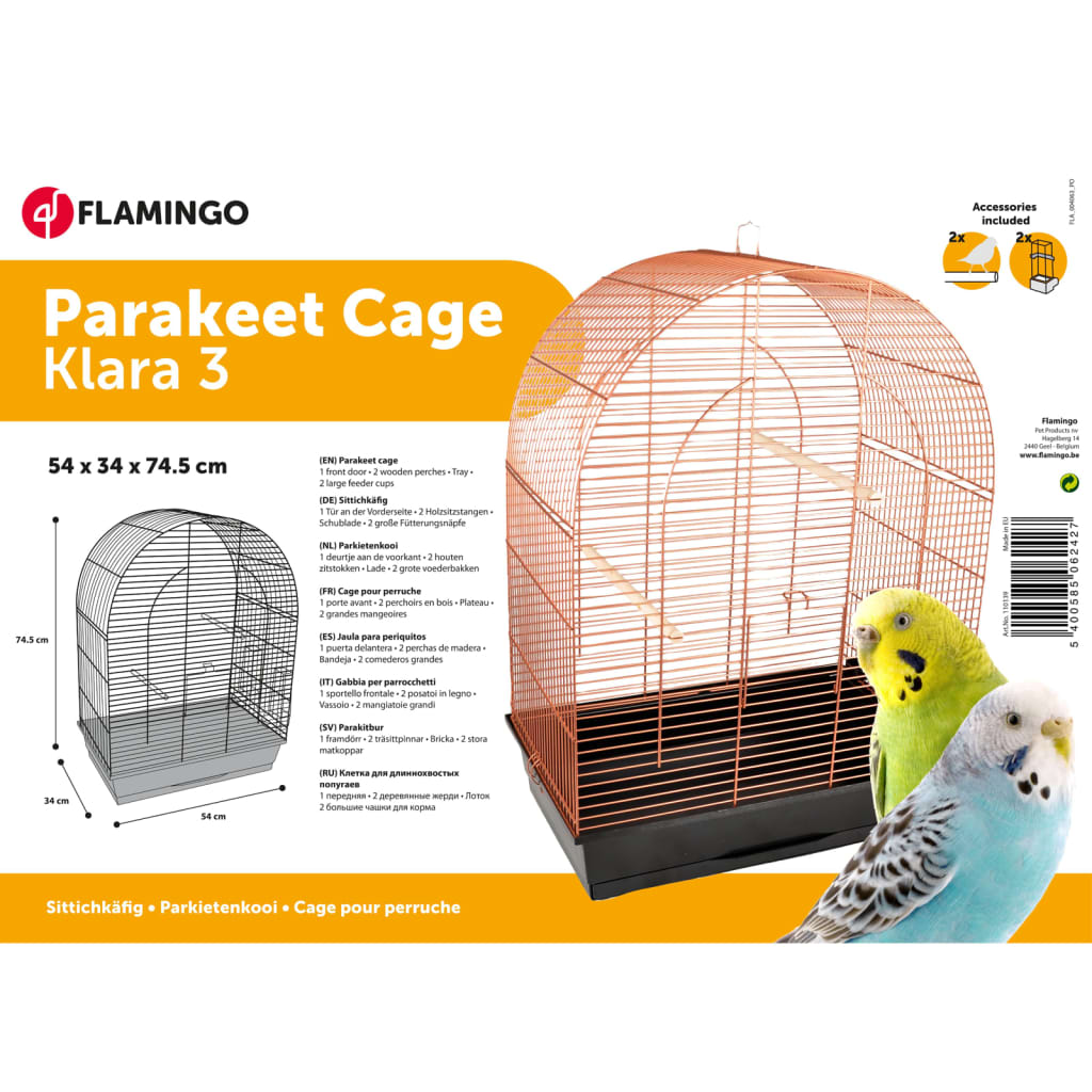 Cage à perruches klara 3 54x34x74,5 cm cuivre