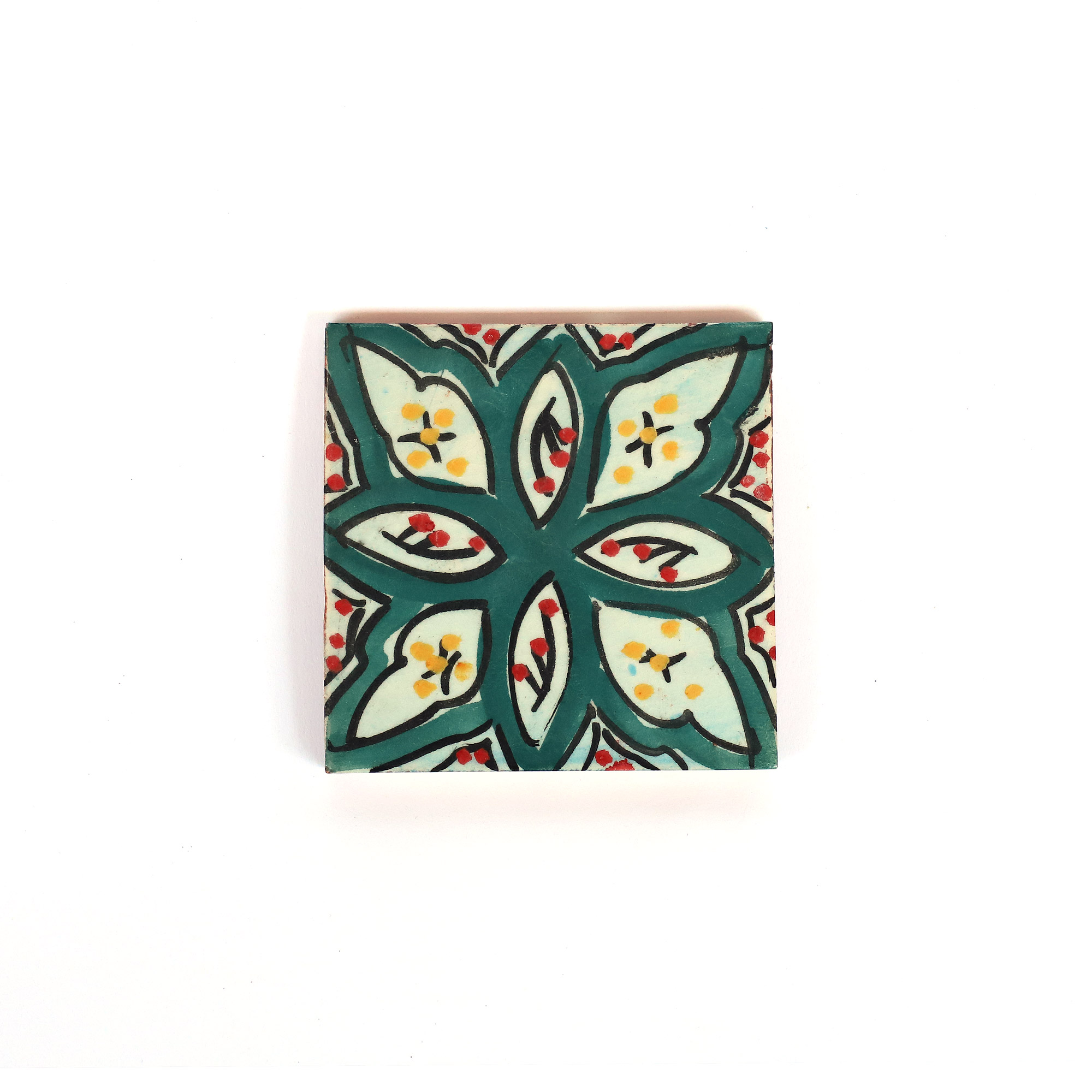 Kachel 'Fleur étoile', grün-multicolor, T 10 cm, B 10 cm, H 1 cm von fischer's lagerhaus