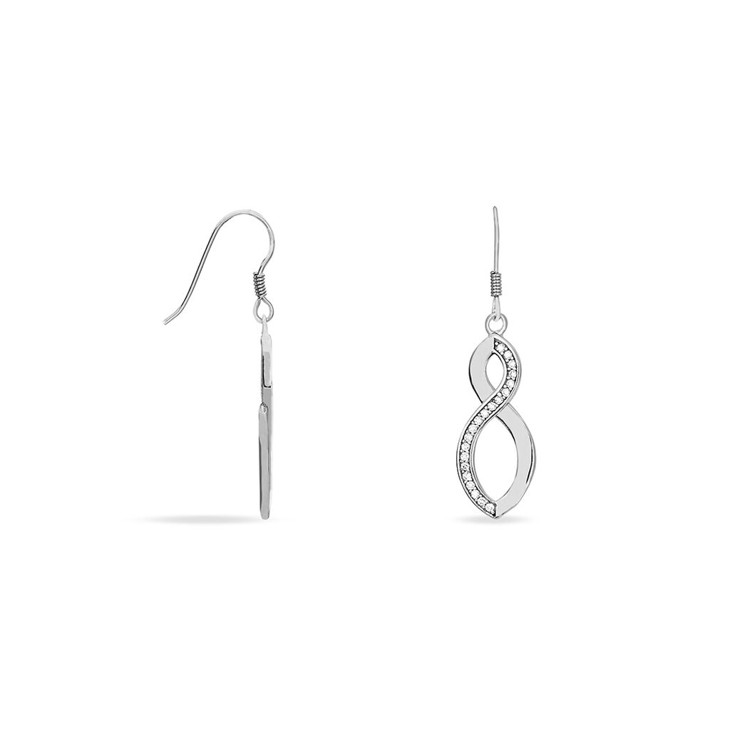 Boucles D'oreilles Pendantes Odile Argent Blanc Oxyde De Zirconium