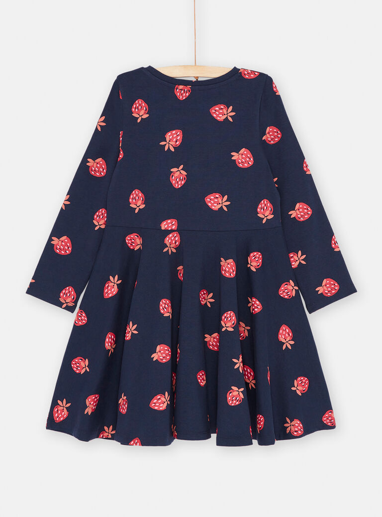 Robe souple bleu marine à imprimé fraises