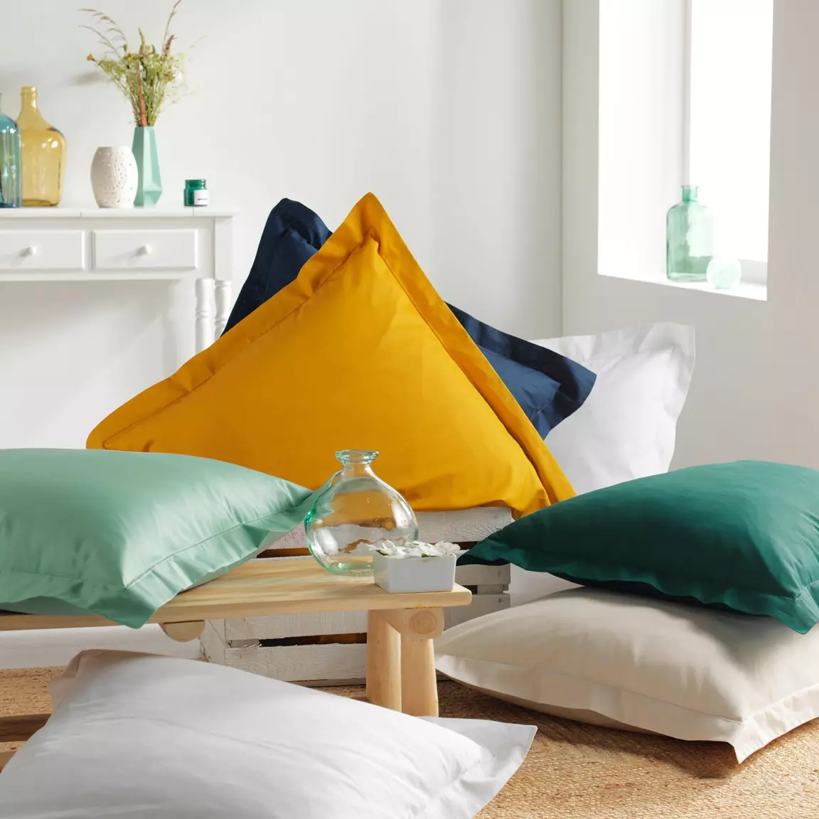 Taie d'oreiller carrée coton bio (63 x 63 cm) Biolina Blanche