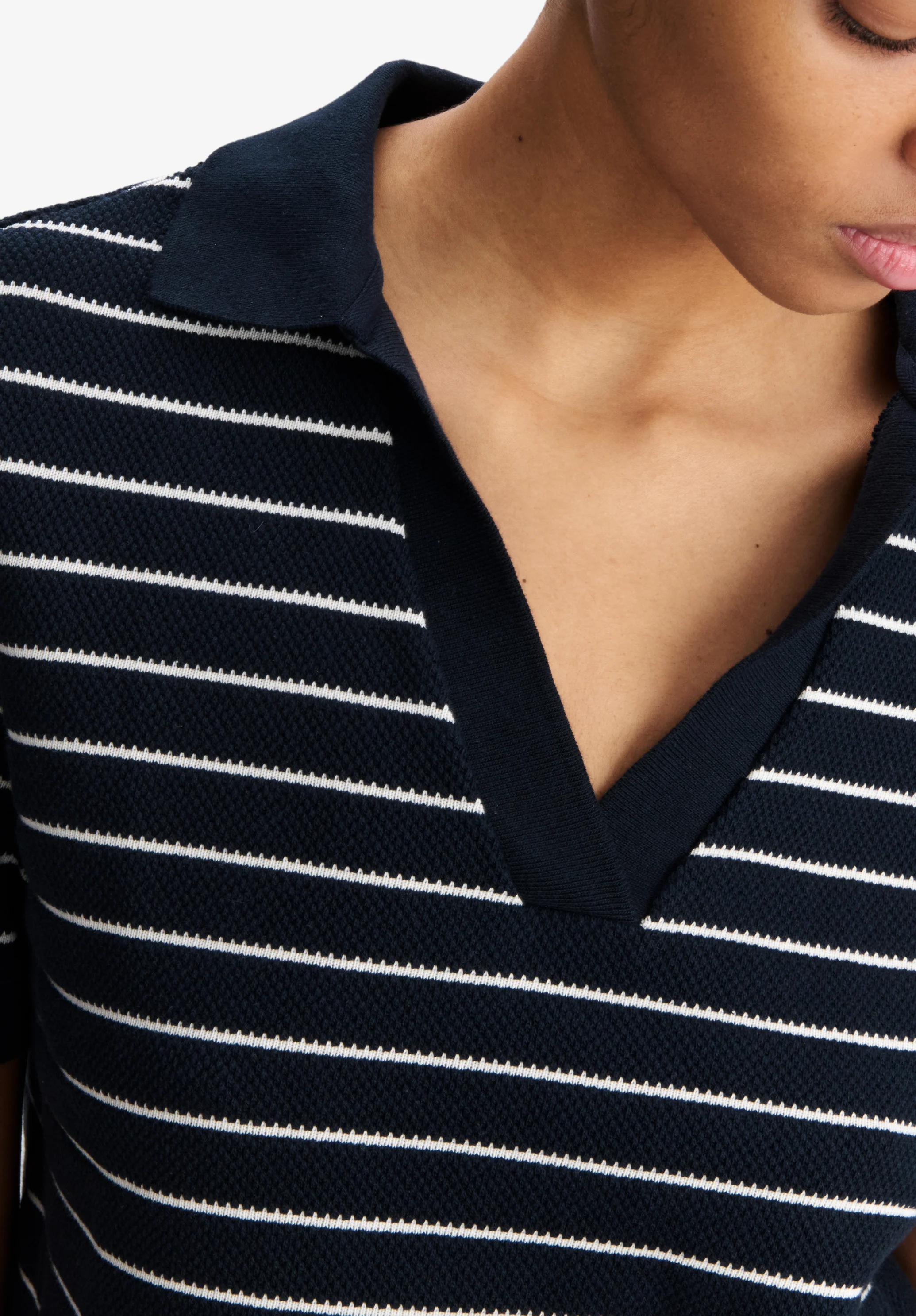 Polo Crop Livia - Dark navy/ecru