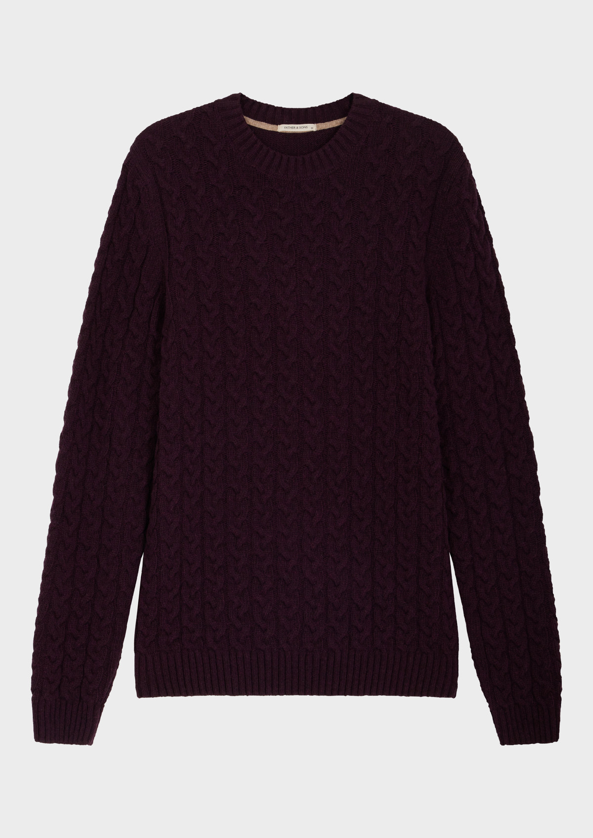 Pull col rond en laine mélangée unie bordeaux