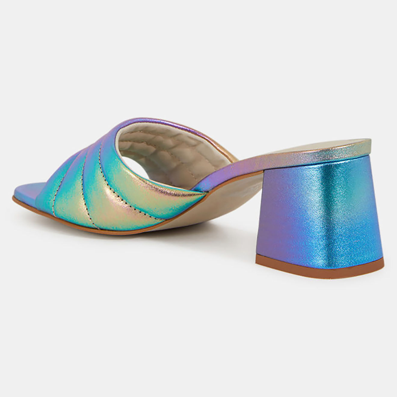 Galeries Lafayette Mules à talon en Cuir matelassées multicolores - Talon 6 cm