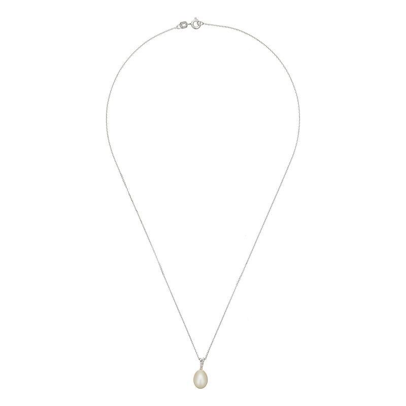 Pendentif Or Blanc Diamant et Perle