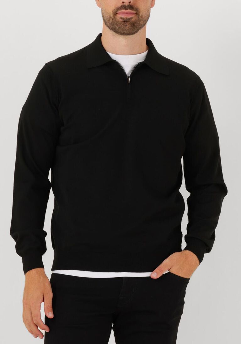 zwarte filippo de laurentiis trui polo zip ml r merino