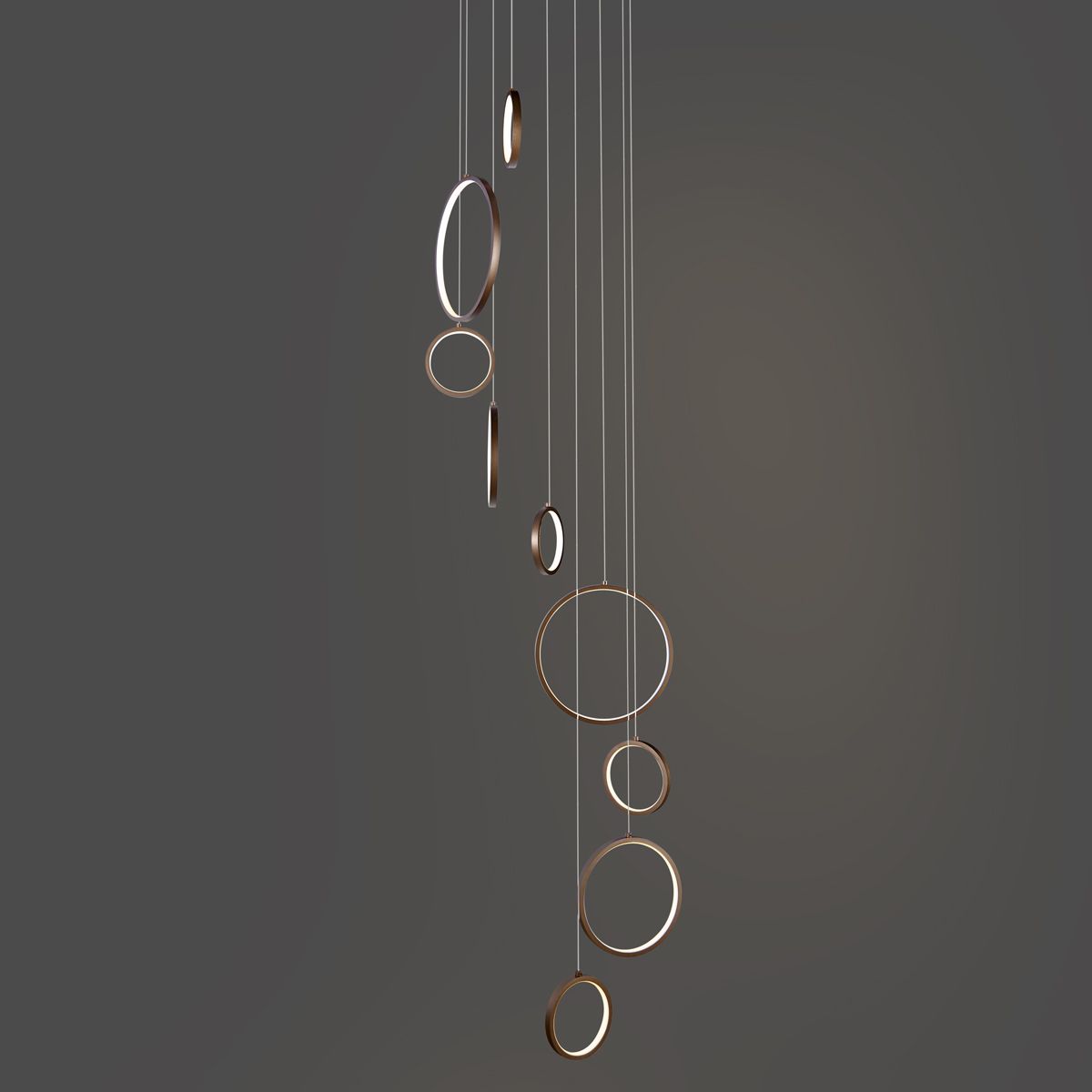 Design hanglamp donker brons 9-lichts incl. LED 3-staps dimbaar - Vide Anella