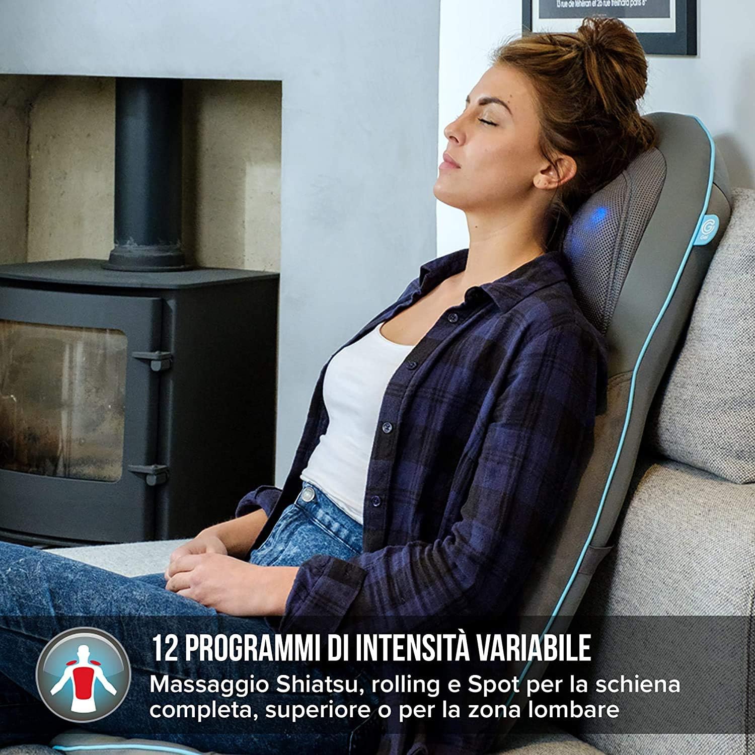 HoMedics Siège de Massage pour Le Dos et Epaules, 79 cm x 46 cm, Gris