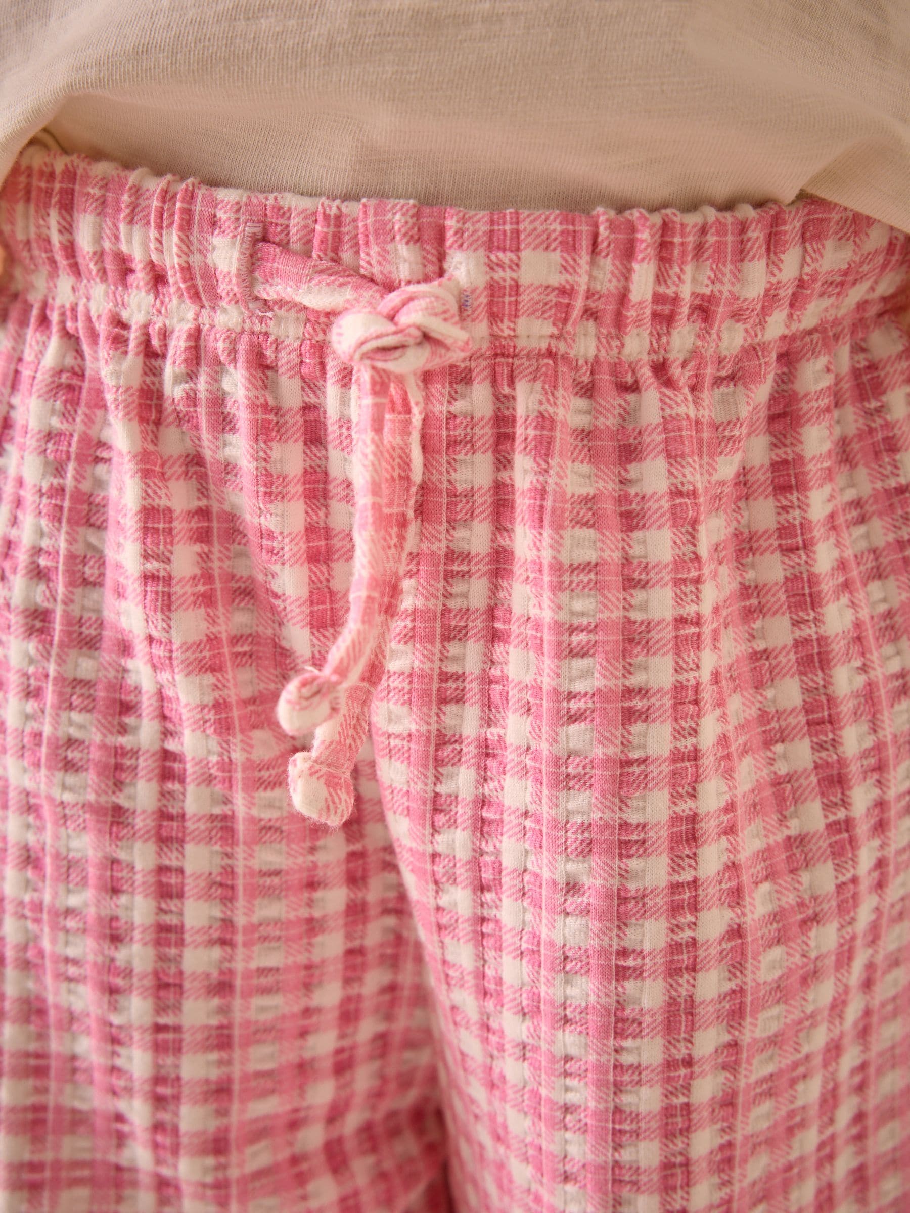 Roze gingham - Broek met wijde pijpen (3mnd -7jr)