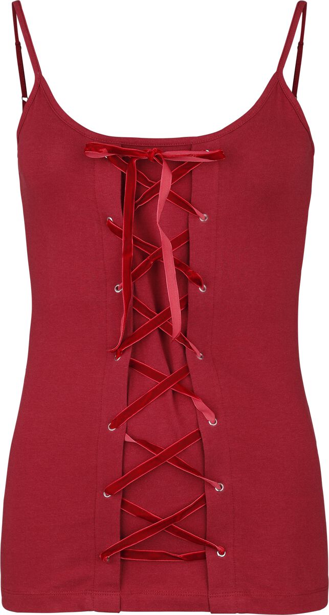Top with Velvet Cross Lacing | Gothicana by EMP Top